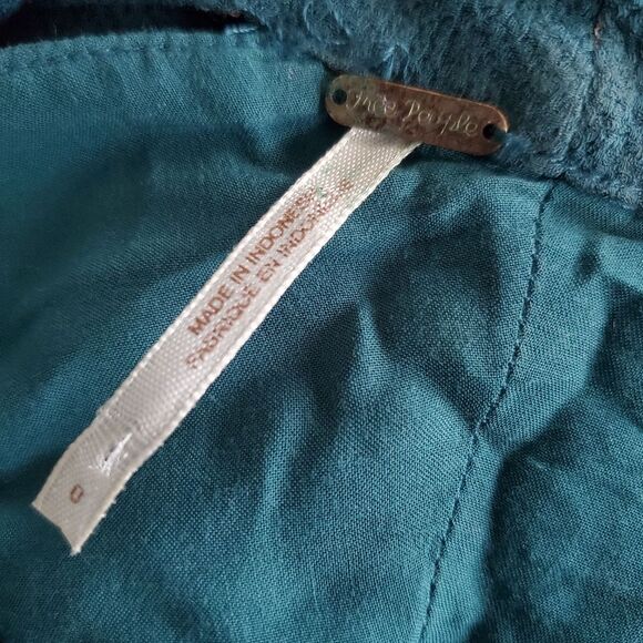 Free People Dress Women Size 0 Green Combo Boho A-Line Flare Keyhole Abbie - Picture 9 of 12